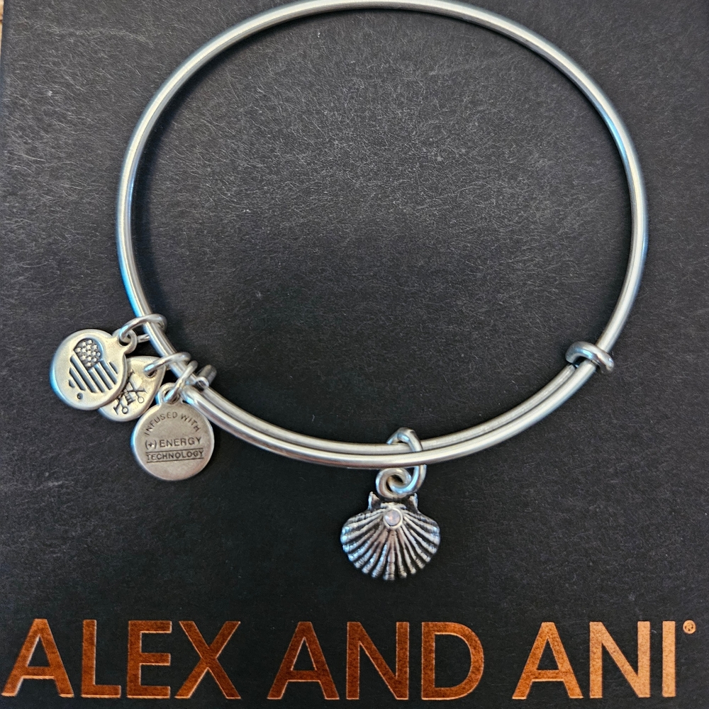 Alex and Ani Silver Shell Charm Bracelet